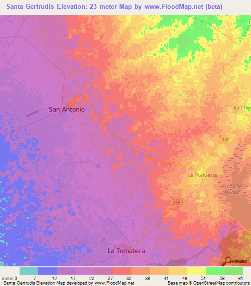 Santa Gertrudis,Cuba Elevation Map