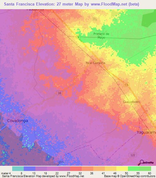 Santa Francisca,Cuba Elevation Map