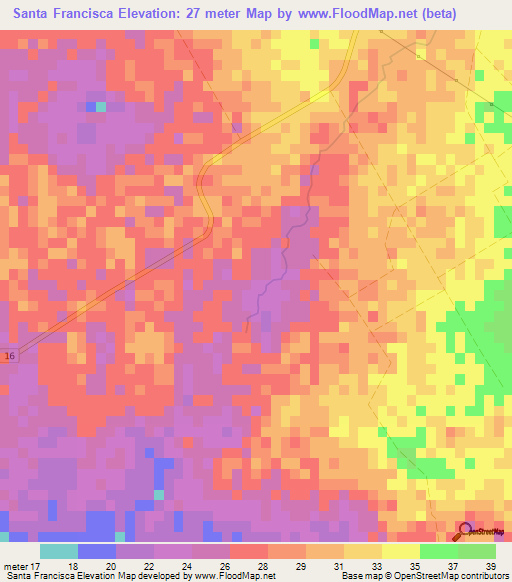 Santa Francisca,Cuba Elevation Map