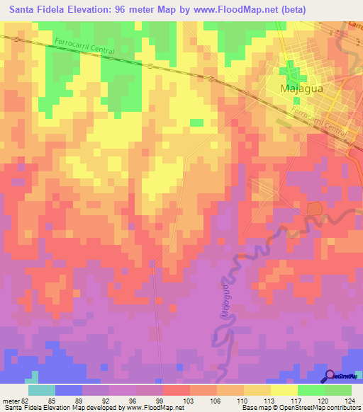 Santa Fidela,Cuba Elevation Map