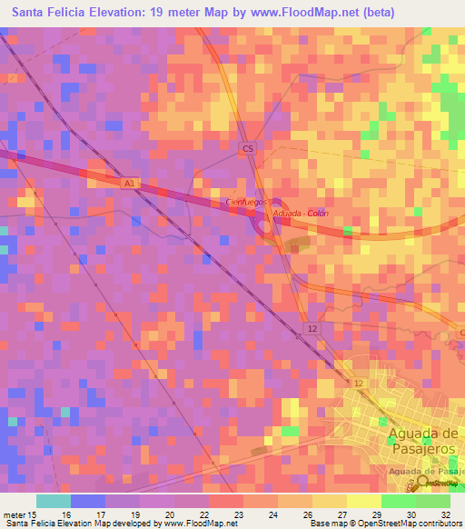 Santa Felicia,Cuba Elevation Map