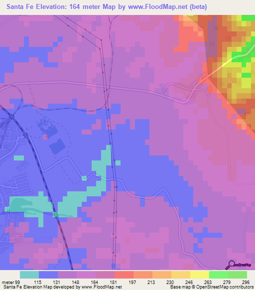 Santa Fe,Cuba Elevation Map