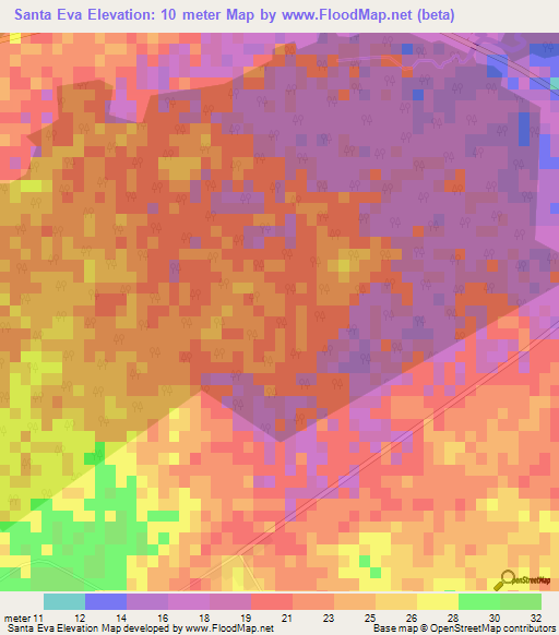 Santa Eva,Cuba Elevation Map