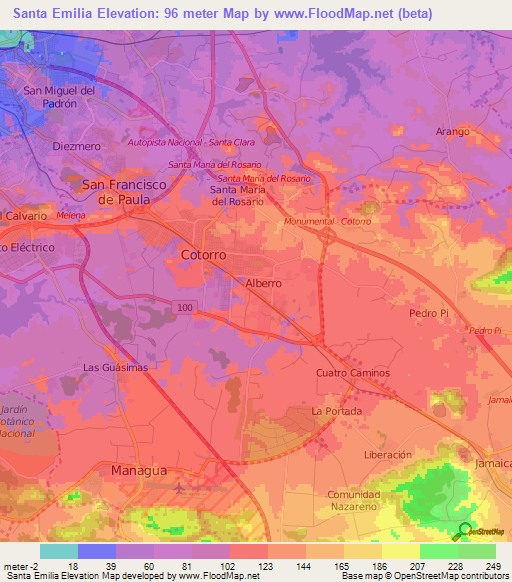 Santa Emilia,Cuba Elevation Map