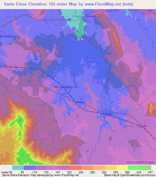 Santa Elena,Cuba Elevation Map