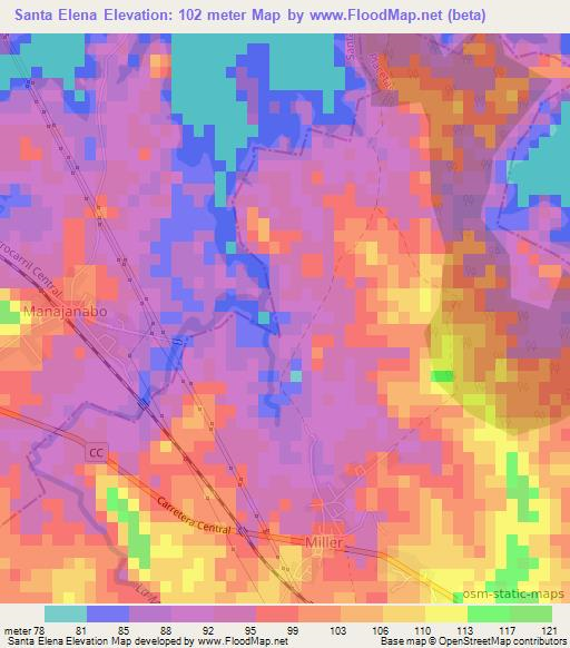 Santa Elena,Cuba Elevation Map