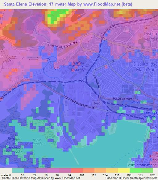 Santa Elena,Cuba Elevation Map