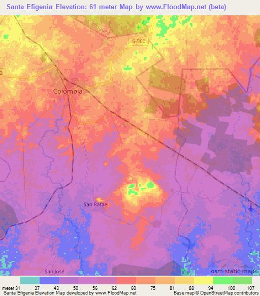 Santa Efigenia,Cuba Elevation Map
