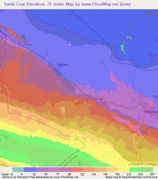 Santa Cruz,Cuba Elevation Map