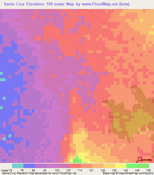Santa Cruz,Cuba Elevation Map