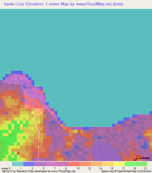 Santa Cruz,Cuba Elevation Map