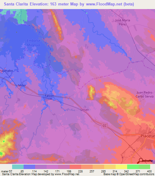 Santa Clarita,Cuba Elevation Map