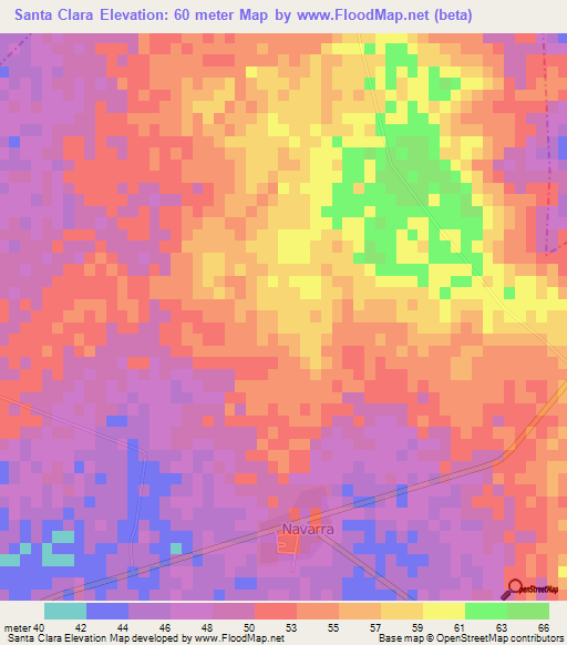 Santa Clara,Cuba Elevation Map