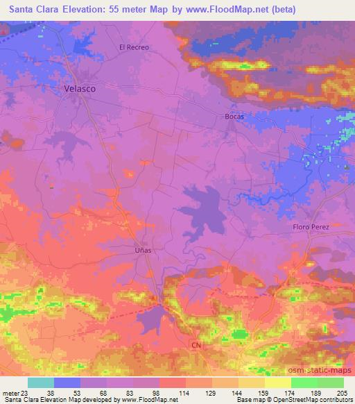 Santa Clara,Cuba Elevation Map