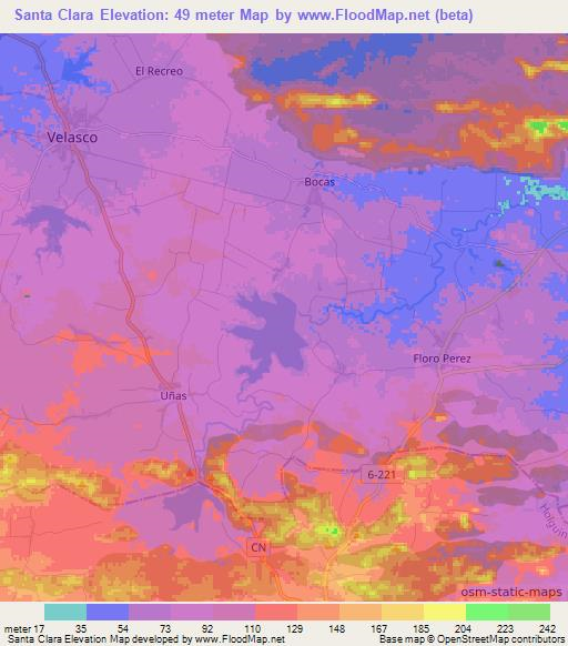 Santa Clara,Cuba Elevation Map