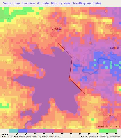 Santa Clara,Cuba Elevation Map