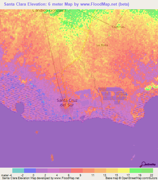 Santa Clara,Cuba Elevation Map