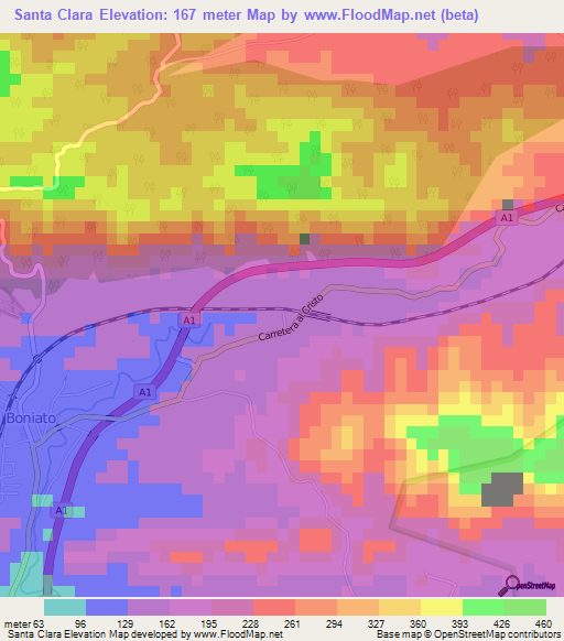 Santa Clara,Cuba Elevation Map