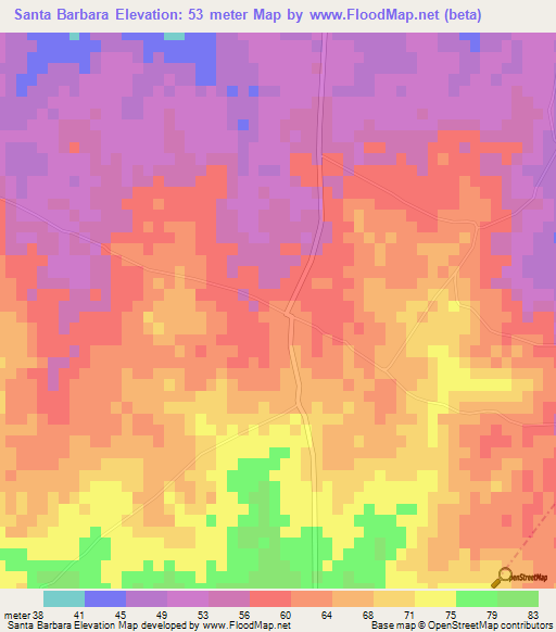 Santa Barbara,Cuba Elevation Map