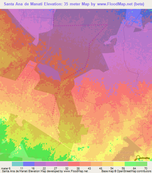 Santa Ana de Manati,Cuba Elevation Map