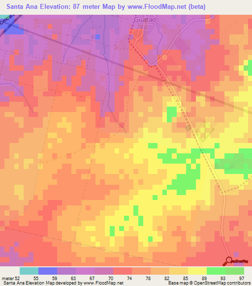 Santa Ana,Cuba Elevation Map
