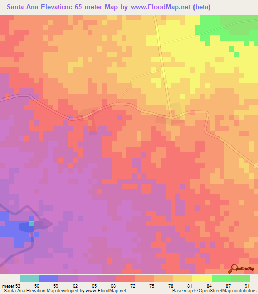 Santa Ana,Cuba Elevation Map