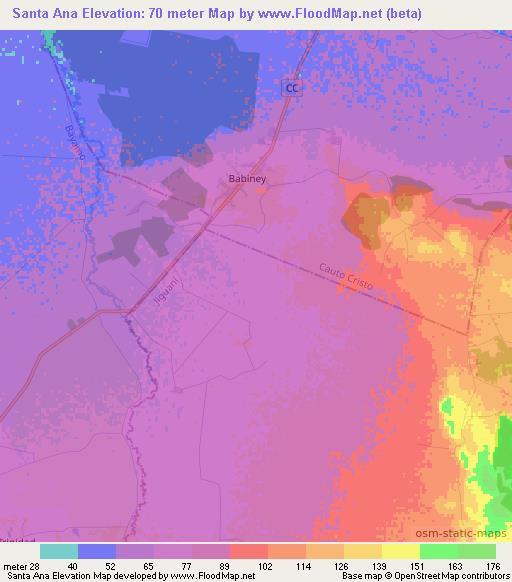 Santa Ana,Cuba Elevation Map