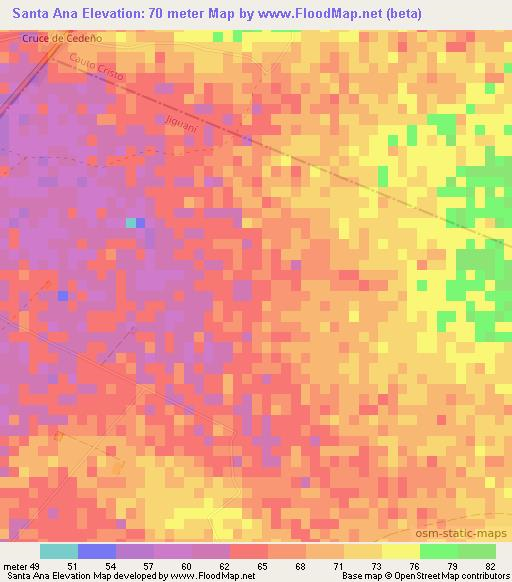Santa Ana,Cuba Elevation Map