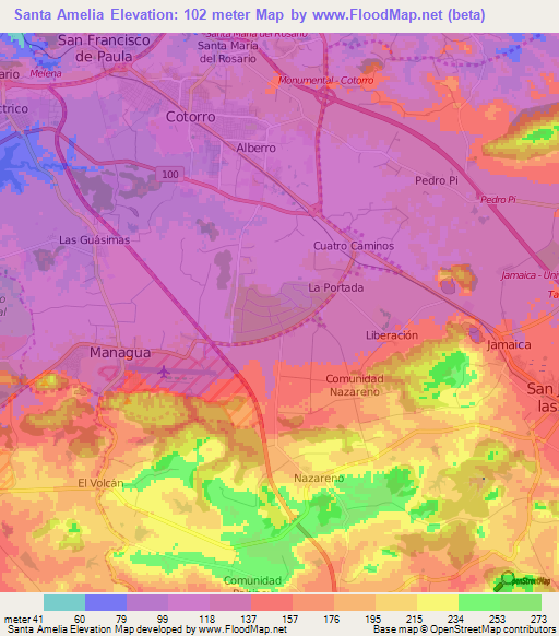 Santa Amelia,Cuba Elevation Map