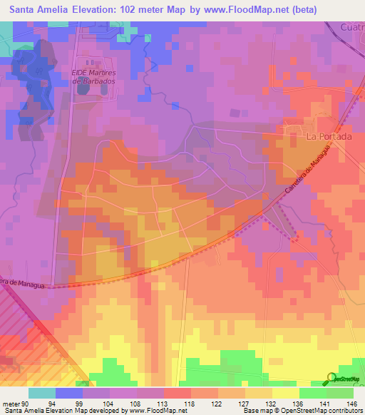 Santa Amelia,Cuba Elevation Map