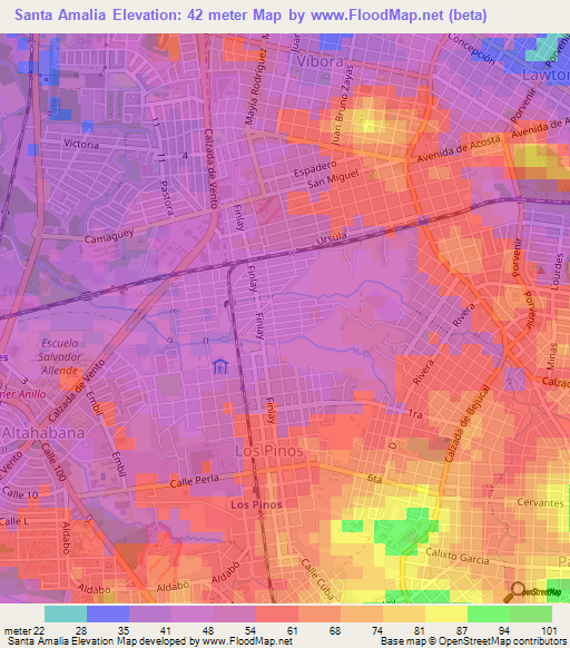 Santa Amalia,Cuba Elevation Map