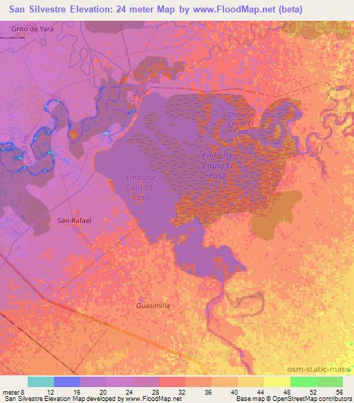 San Silvestre,Cuba Elevation Map