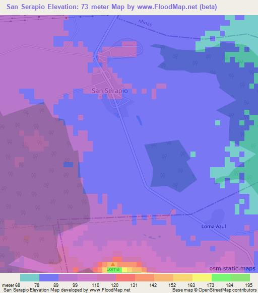San Serapio,Cuba Elevation Map