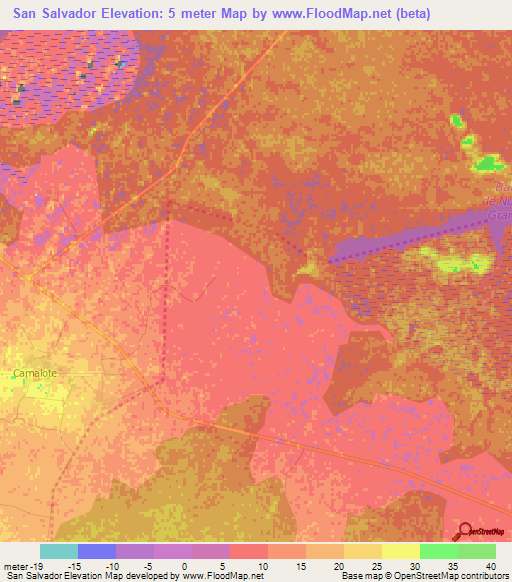 San Salvador,Cuba Elevation Map