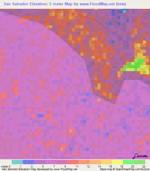 San Salvador,Cuba Elevation Map