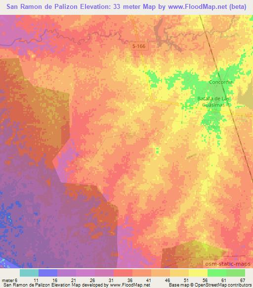 San Ramon de Palizon,Cuba Elevation Map