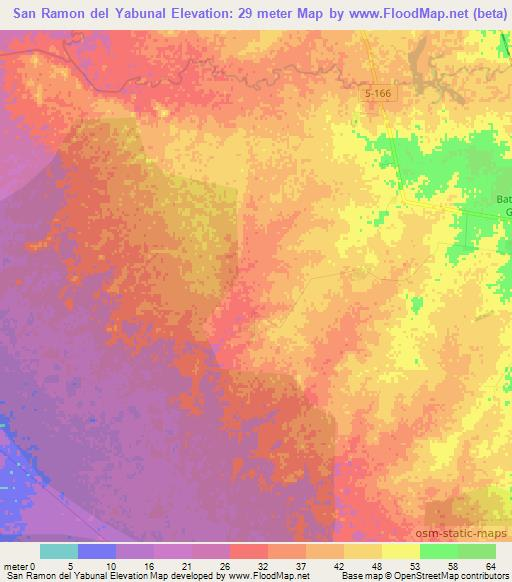 San Ramon del Yabunal,Cuba Elevation Map