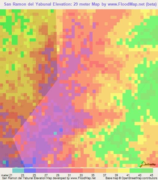 San Ramon del Yabunal,Cuba Elevation Map
