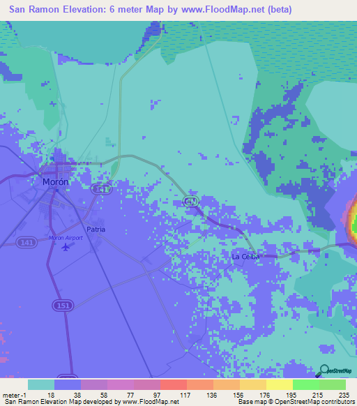 San Ramon,Cuba Elevation Map