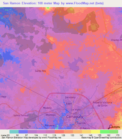 San Ramon,Cuba Elevation Map