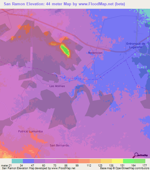 San Ramon,Cuba Elevation Map