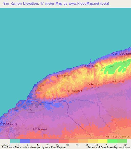 San Ramon,Cuba Elevation Map