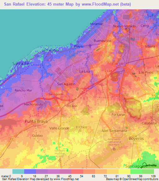 San Rafael,Cuba Elevation Map