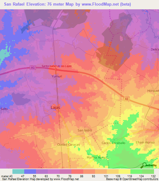 San Rafael,Cuba Elevation Map