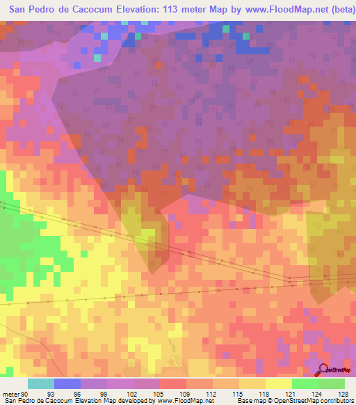San Pedro de Cacocum,Cuba Elevation Map