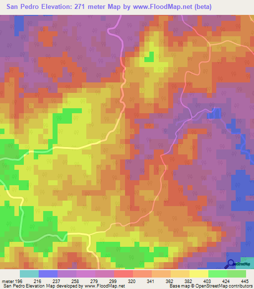 San Pedro,Cuba Elevation Map