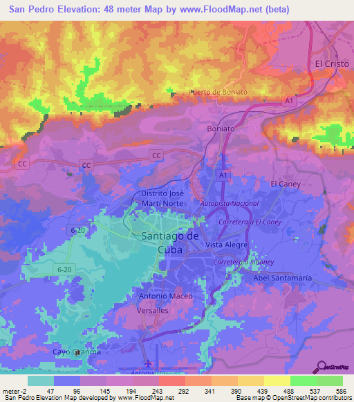 San Pedro,Cuba Elevation Map