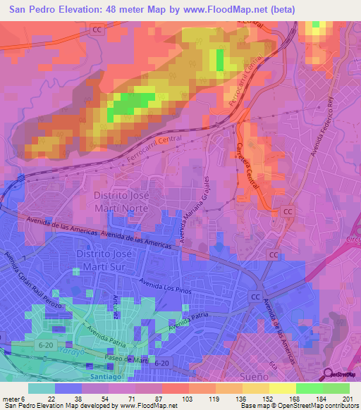 San Pedro,Cuba Elevation Map