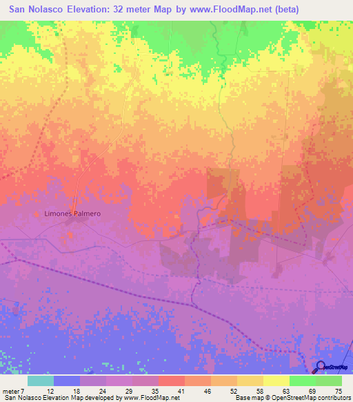 San Nolasco,Cuba Elevation Map