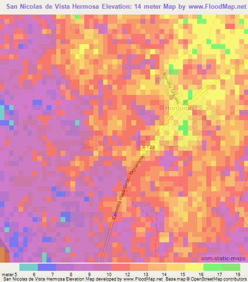 San Nicolas de Vista Hermosa,Cuba Elevation Map